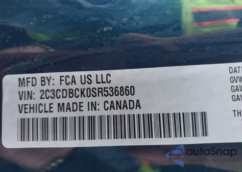 2025 Dodge Charger Daytona R/T Awd z USA, uszkodzony, nr VIN 2C3CDBCK0SR536860